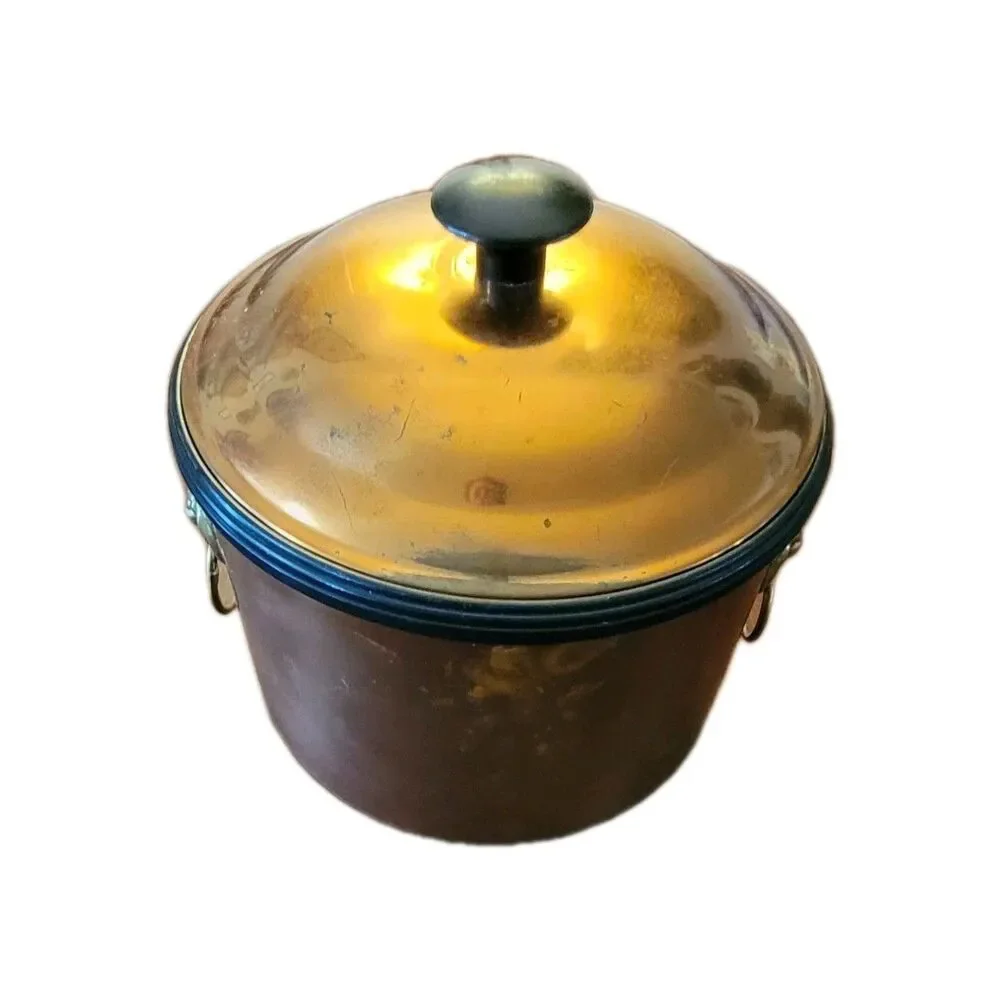 Vintage Coppercraft Guild Ice Bucket w/Brass Lion Head Handles 1970's Barware